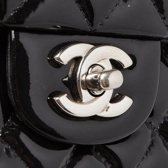 Chanel Black Quilted Patent Classic Medium Double Flap Bag - Picture 6 of 9